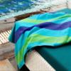 COTTON CRAFT Oversized Extra Wide XL Beach Blanket Towel for Two - 58x68-100% Cotton Velour - Big & Huge - Pool Picnic Bath Jacquard Thick Plush Super Soft Luxury - 450 GSM - Cabana Stripe Blue Green view 4