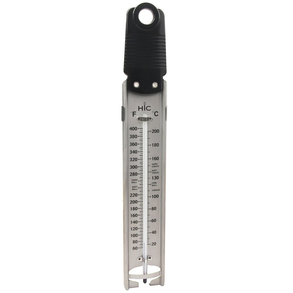 HIC Kitchen Roasting Deep Fry Candy Jelly Thermometer, Stainless Steel with Glass Tube