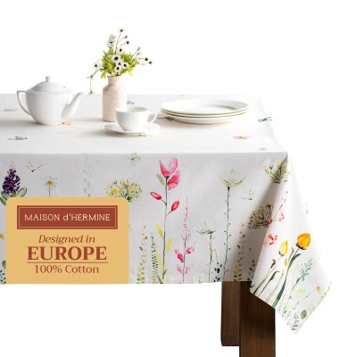 Maison d' Hermine Table Cloth Rectangle Table 100% Cotton 60 x 108 Inches Tablecloth Reusable Decorative for Dining Room Farmhouse Home Valentines Day Decorations Spring Summer - Botanical Fresh