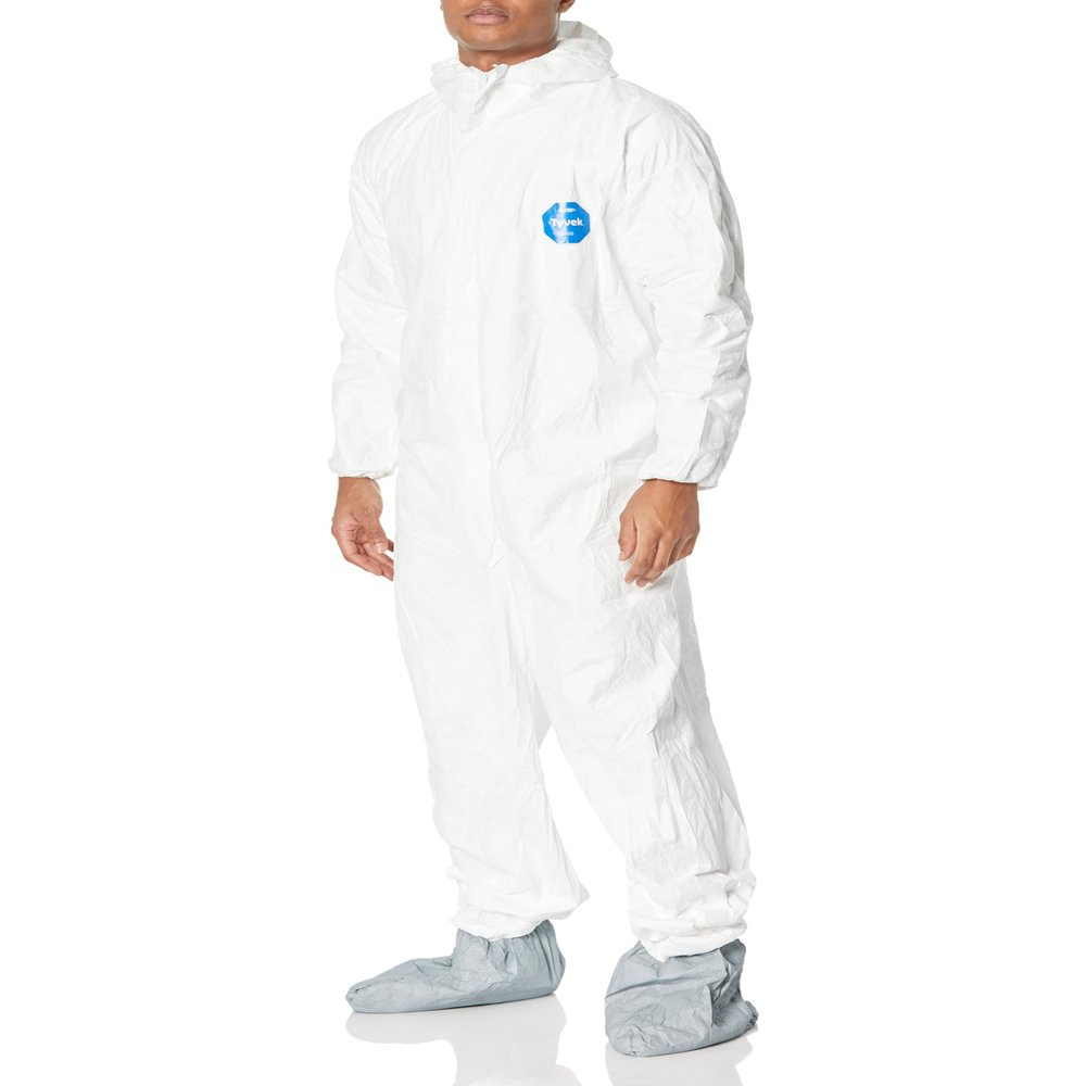 DuPont TY122S-XL-EACH Disposable Elastic Wrist, Bootie and Hood Tyvek Coverall Suit 1414, X-Large, White