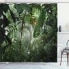 Ambesonne Rainforest Shower Curtain, Tropical Rainforest Preservation Humidity Palm Tree Wild Environment Misty Nature, Cloth Fabric Bathroom Decor Set with Hooks, 69" W x 70" L, Forest Green view 1
