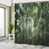 Ambesonne Rainforest Shower Curtain, Tropical Rainforest Preservation Humidity Palm Tree Wild Environment Misty Nature, Cloth Fabric Bathroom Decor Set with Hooks, 69" W x 70" L, Forest Green view 4