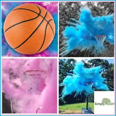 Simply Health Gender Reveal Basketball Pink and Blue Powder Kit for Baby Boy Girl Party | Spill Proof | 1 Basketball Shell + 2 Color Packs | Non Transparent