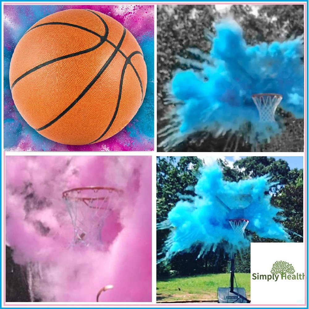 Simply Health Gender Reveal Basketball Pink and Blue Powder Kit for Baby Boy Girl Party | Spill Proof | 1 Basketball Shell + 2 Color Packs | Non Transparent