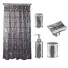 Popular Bath 5 Piece Sinatra Silver Shower Curtain and Resin Bath Accessory Set view 1