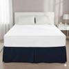 sheetsnthings Microfiber Bed Skirts (14 inch Drop) -King Size, Solid Navy- Pleated Tailored Bedskirts with Split Corners view 2