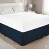 sheetsnthings Microfiber Bed Skirts (14 inch Drop) -King Size, Solid Navy- Pleated Tailored Bedskirts with Split Corners view 3