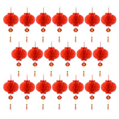 Coopay 20 Pieces Red Chinese Lanterns Decorations for Chinese New Year, Spring Festival, Lantern Festival Celebration Supplies Or Dcor (10 Inches)