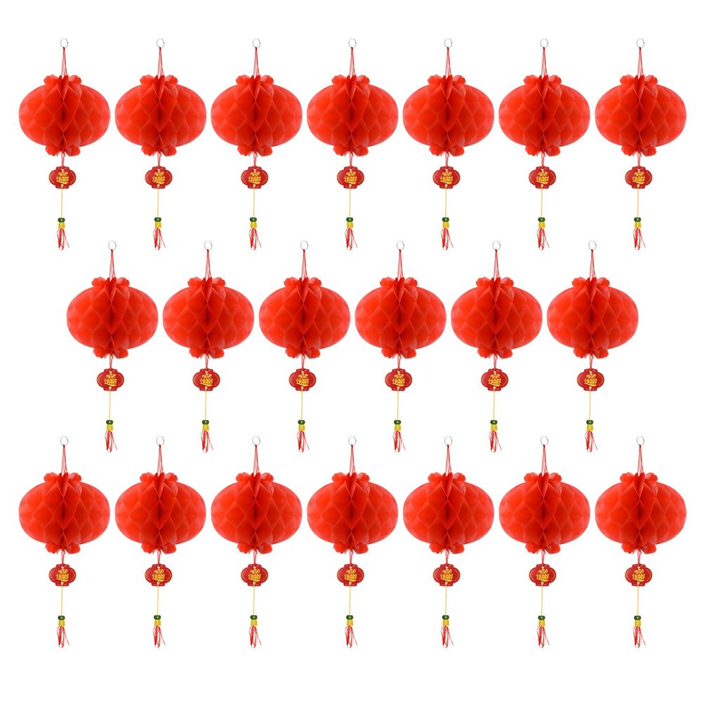 Coopay 20 Pieces Red Chinese Lanterns Decorations for Chinese New Year, Spring Festival, Lantern Festival Celebration Supplies Or Dcor (10 Inches)