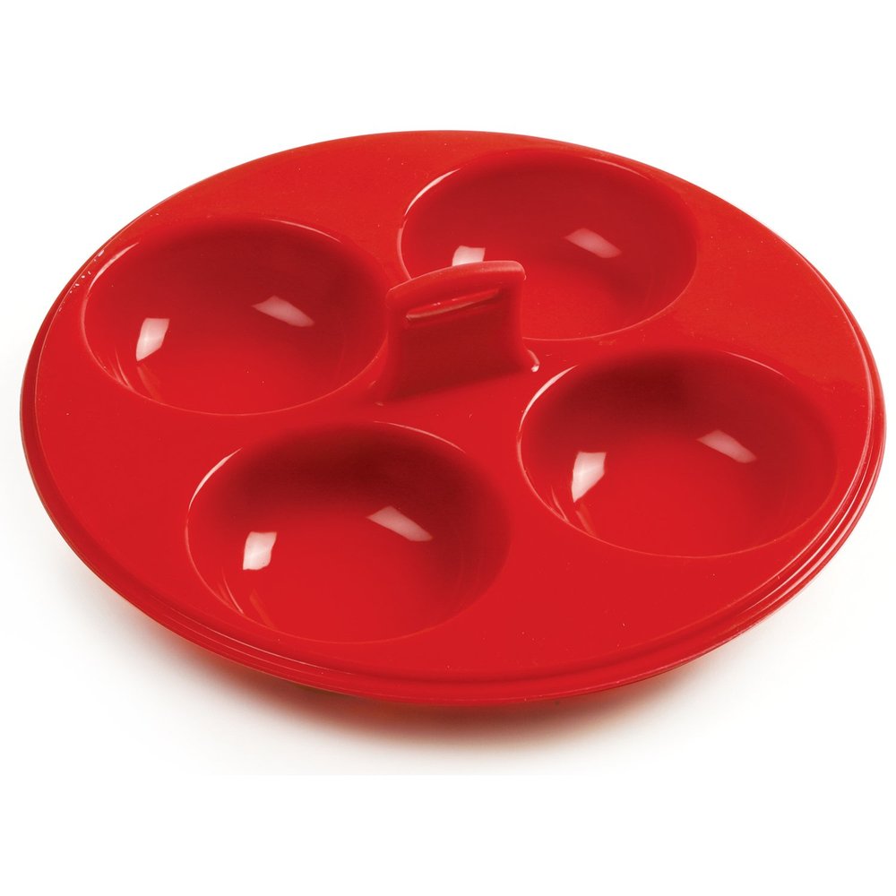 Norpro Silicone 4 Egg Poacher, Red