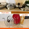 Spectrum Kitchen Cabinet Organizer Rack for Pots Pans and Lids Chrome Metal Holder for Cutting Boards Cookie Sheets and Bakeware Storage 7 Slots Cabinet Shelf Rack view 4