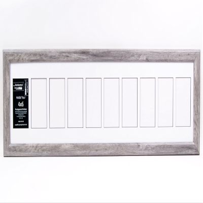 Creative Letter Art [10x40 10 Opening Glass Face Driftwood Like Picture Frame to hold 4 by 6 Photographs including 10 by 40 inch White Mat Collage