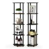 Furinno TURN-N-TUBE Corner Shelf Set of 2, 5-Tier Corner Bookshelf, Open Storage Shelves, for Organization and Storage, Living Room, Home Office, Garage, Espresso view 1
