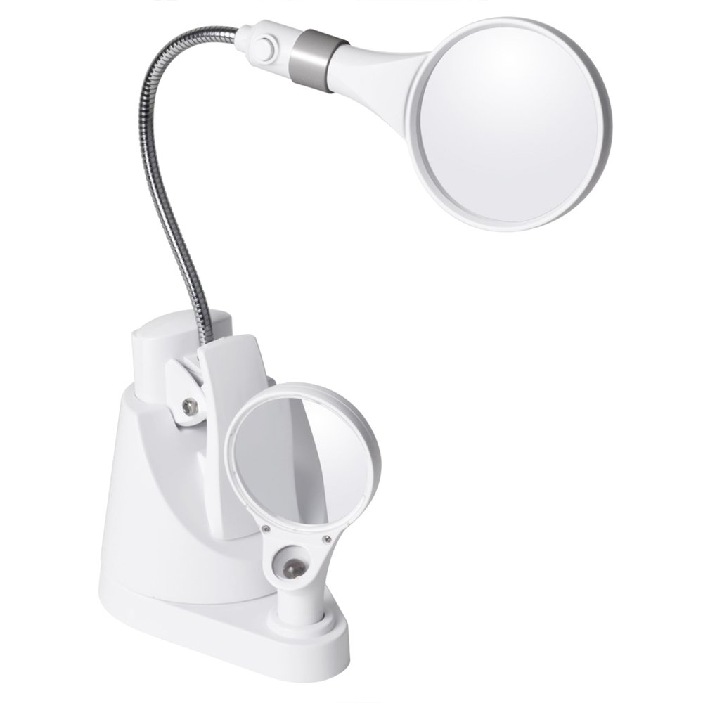 OttLite 15900C LED Clip and Freestanding Magnifier Lamp, White