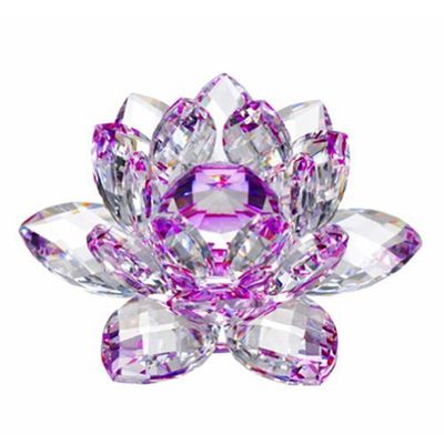 Amlong Crystal Hue Reflection Crystal Lotus Flower with Gift Box, Purple, 4 Inch