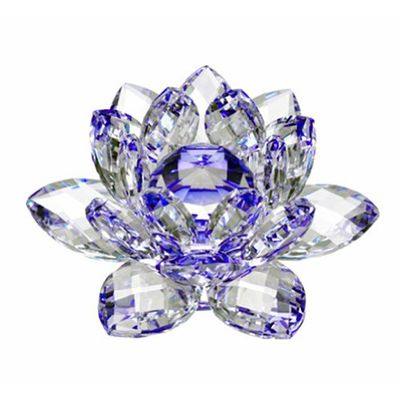 Amlong Crystal Hue Reflection Crystal Lotus Flower with Gift Box, Blue, 5 Inch