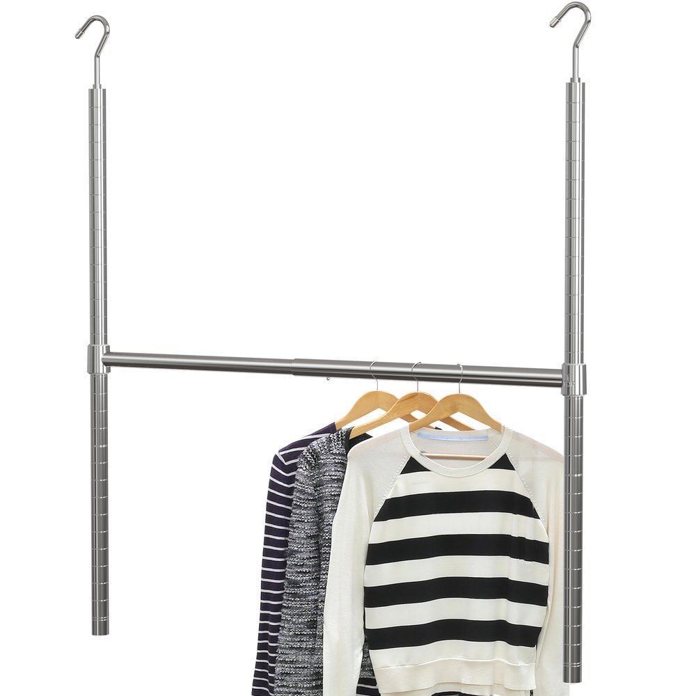 Simple Houseware Adjustable Closet Hanging Rod, Chrome