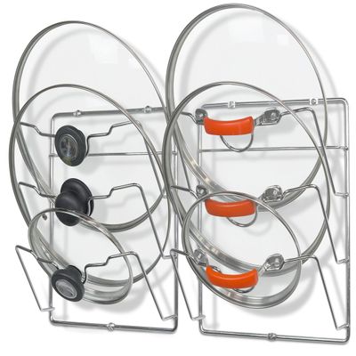 Simple Houseware 2-Pack Cabinet Door/Wall Mount Pot Lid Organizer Rack, 9.5" W x 4.5" D x 11.5H, Chrome