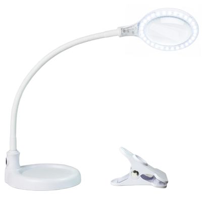 Brightech LightView Pro Flex 2 in 1 Magnifying Desk Lamp, 1.75x Light Magnifier, Adjustable Gooseneck Magnifying Glass with Light for Crafts, Reading, Close Work