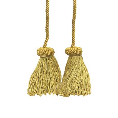 DCOPRO Turkish Head Double Tassel Curtain and Drapery Tieback Holdback 3 3/4" Tassel (9.5cm) 27" Spread (68.5cm) # BHCT Light Gold #B7 (Light Yellow Gold) Individually Sold