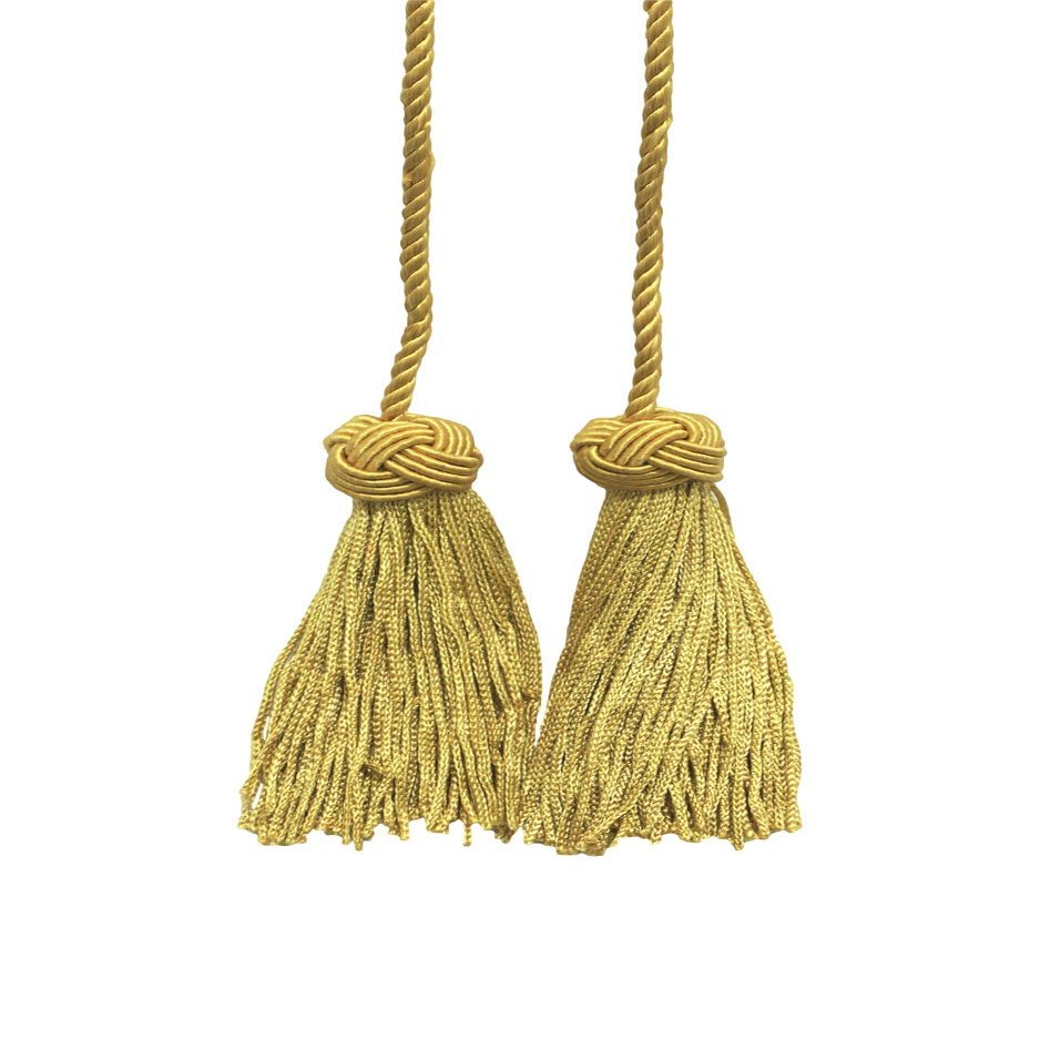 DCOPRO Turkish Head Double Tassel Curtain and Drapery Tieback Holdback 3 3/4" Tassel (9.5cm) 27" Spread (68.5cm) # BHCT Light Gold #B7 (Light Yellow Gold) Individually Sold