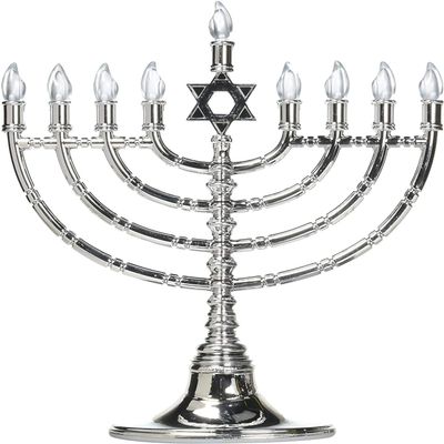Rite Lite LTD JRN 210 Silvertone Low Voltage Led Menorah, 1 EA