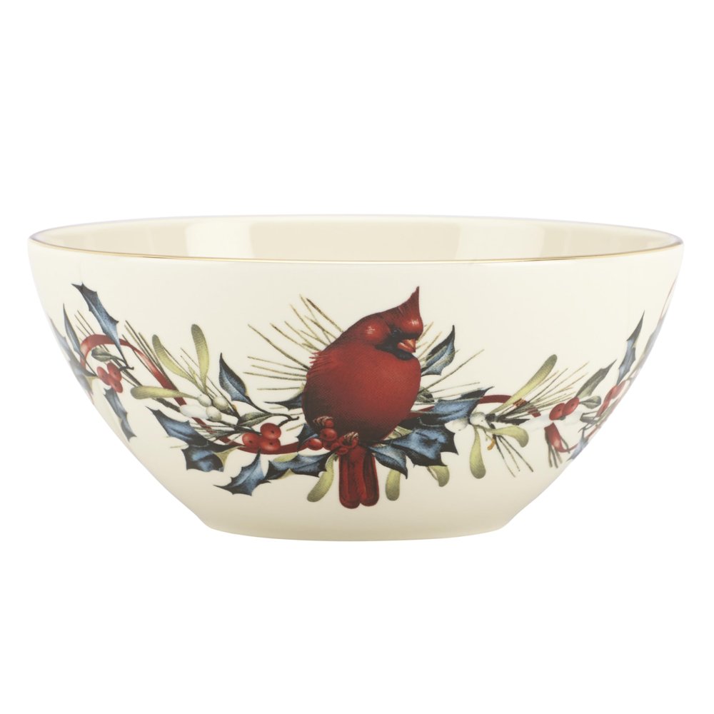 Lenox 847256 Winter Greetings 7" Bowl,Red / Green, Christmas Dinnerware
