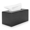 MyGift Modern Black Wood Grain Tissue Box Cover with Easy Refill Slide Out Bottom, Refillable Bathroom Facial Napkin Tissue Box Holder view 1