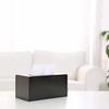 MyGift Modern Black Wood Grain Tissue Box Cover with Easy Refill Slide Out Bottom, Refillable Bathroom Facial Napkin Tissue Box Holder view 2
