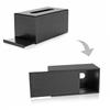 MyGift Modern Black Wood Grain Tissue Box Cover with Easy Refill Slide Out Bottom, Refillable Bathroom Facial Napkin Tissue Box Holder view 3