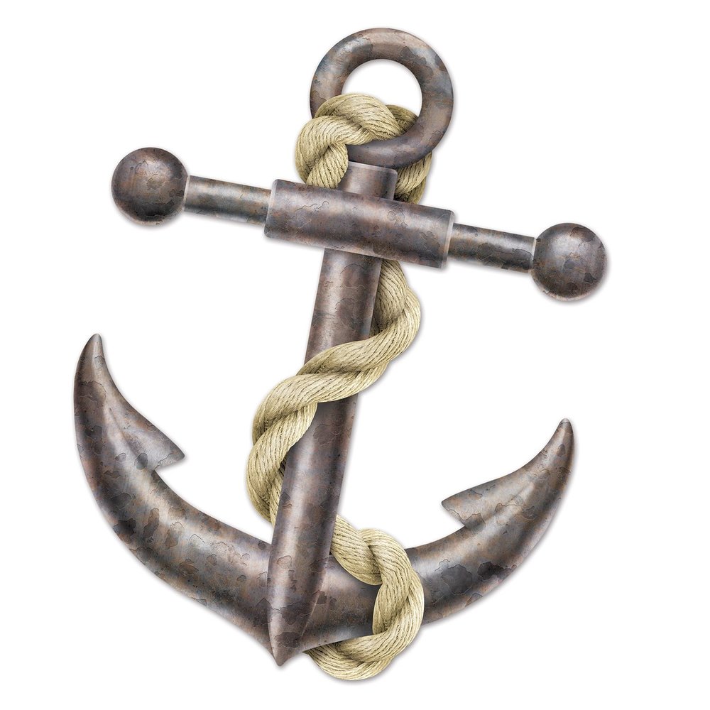 Beistle Jointed Anchor Large Nautical Theme Party Decoration, Coastal Wall Accent, Ocean Voyage Dcor, Beach Celebration Prop, Life-Size Maritime Photo Backdrop, 5' 1"