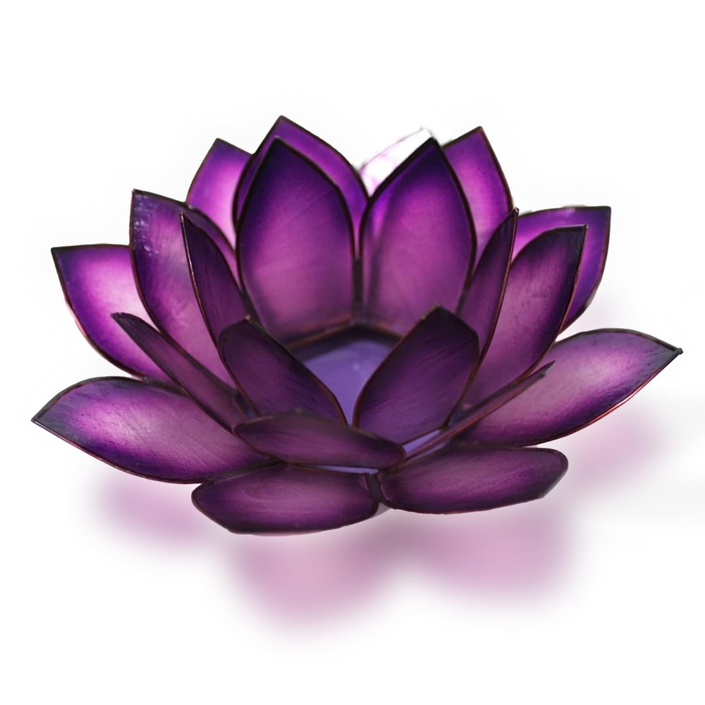 Om Gallery Capiz Shell Lotus Flower Decor Tealight Candle Holder for Serene Ambiance - Handmade Decorative Candle Holders for Meditation, Yoga, and Relaxation, Passion