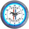 Ford Mustang Blue Neon Clock view 1