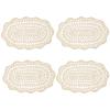 kilofly Crochet Cotton Lace Placemats Doilies 4pc, Oval, Beige, 7.8 x 14 inch view 1