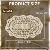 kilofly Crochet Cotton Lace Placemats Doilies 4pc, Oval, Beige, 7.8 x 14 inch view 3