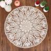kilofly Handmade Crochet Cotton Lace Table Sofa Doily, Waterlily, Beige, 20 inch view 2