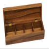 Lipper International Acacia Wood Tea Box with 4 Sections, 12-1/2" x 4-1/8" x 3-7/8" view 1