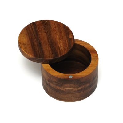 Lipper International Acacia Wood Salt or Spice Box with Swivel Cover, 3-1/2" x 2-1/2"