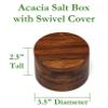 Lipper International Acacia Wood Salt or Spice Box with Swivel Cover, 3-1/2" x 2-1/2" view 3