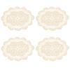 kilofly Crochet Cotton Lace Placemats Doilies 4pc, Oval, Beige, 11.8 x 17.7 inch view 1