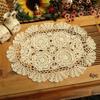 kilofly Crochet Cotton Lace Placemats Doilies 4pc, Oval, Beige, 11.8 x 17.7 inch view 2