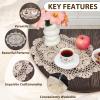 kilofly Crochet Cotton Lace Placemats Doilies 4pc, Oval, Beige, 11.8 x 17.7 inch view 4