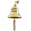 Happy Hour Brass Bell - Large Hanging Bell, Decorative Home Bar Wall Accessories - Outdoor Bar House Decor, Bartender Accessories - Call for Drink Decorations for Home Kitchen Wall Decor - Brass 6" view 1