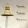Happy Hour Brass Bell - Large Hanging Bell, Decorative Home Bar Wall Accessories - Outdoor Bar House Decor, Bartender Accessories - Call for Drink Decorations for Home Kitchen Wall Decor - Brass 6" view 4