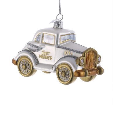 Kurt S. Adler Noble Gems Just Married Wedding Car Glass Ornament NB0831 New