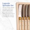 Jean Dubost Laguiole 4-Piece Spreader Set, Ivory Handles - Rust-Resistant Stainless Steel - Includes Wooden Tray - Made in France view 2