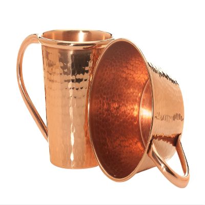 Sertodo Copper Moscow Mule Mugs | Set of 2, 12 oz Capacity | Copper Handle | 100% Pure Copper, Heavy Gauge, Hand Hammered