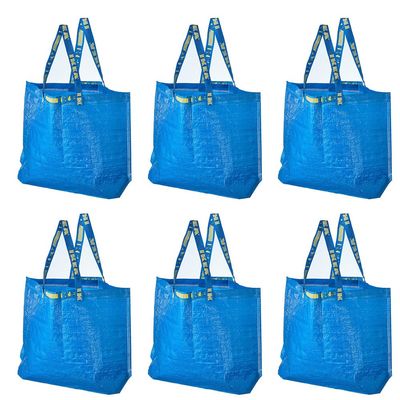 IKEA 603.017.07 FRAKTA Medium Shopping Bags (Set of 6), Blue, 55 lb Max. Load, 10 Gallon Volume, Easy to Keep Clean, Takes Up Little Space to Store as It Folds Flat