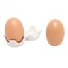MyGift Ceramic Salt and Pepper Shaker Set, Mini Brown Egg Shaped Shakers with Carton Design Holding Stand, 3 Piece view 2
