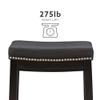 Linon Claridge Counter Stool, Black, 26" x 18" x 12.75" view 4
